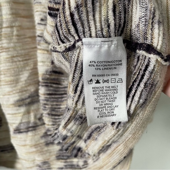 Nic + Zoe Beige and Purple Floral Linen Blend Cardigan Sweater Petite Medium - Picture 4 of 5